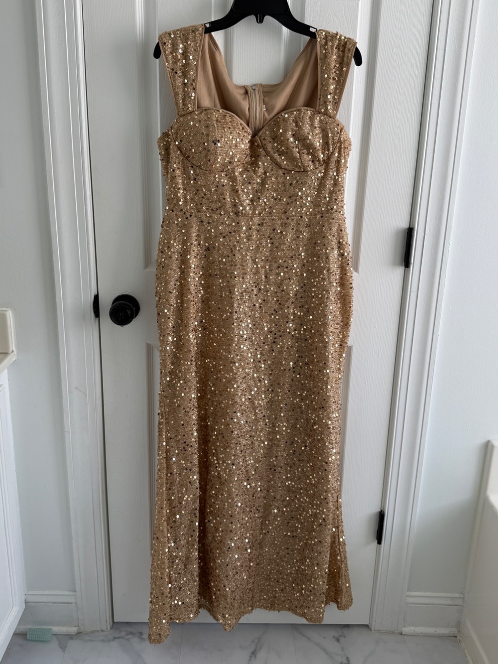 Women’s Sequin Gold Maxi Gown Dress nwot